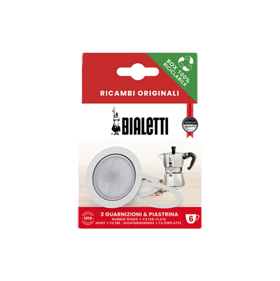 Bialetti tiivisteet ja suodatinkori alumiinista valmistettuihin 6 kupin mutteripannuihin