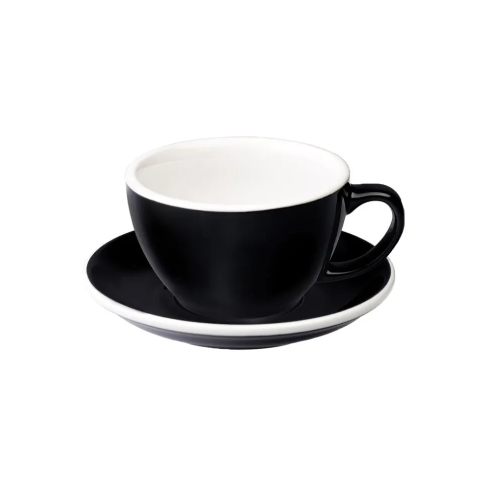 Café Latte kuppi ja lautanen Loveramics Egg Black, 300 ml