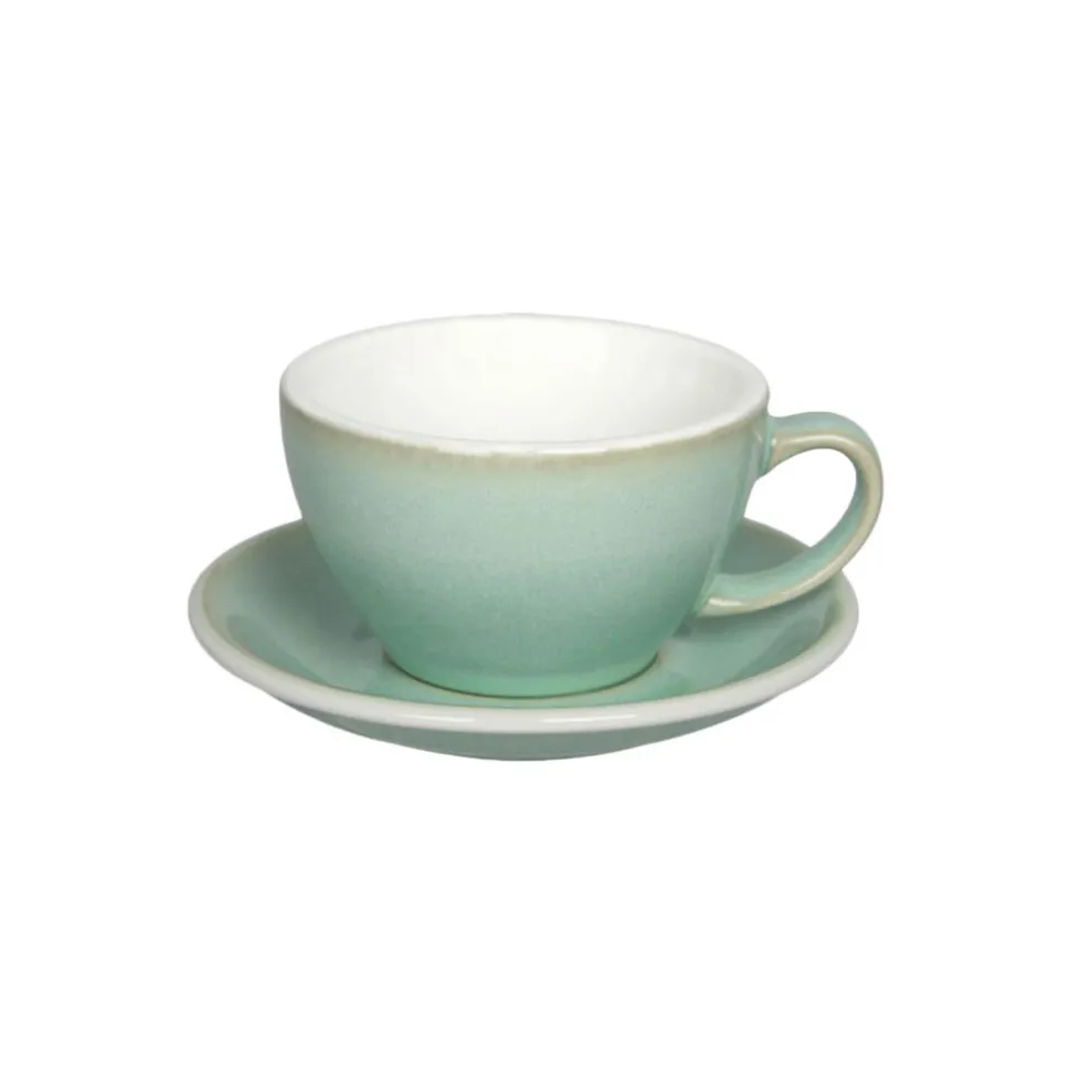 Café latte-kuppi ja lautanen Loveramics Egg Basil, 300 ml