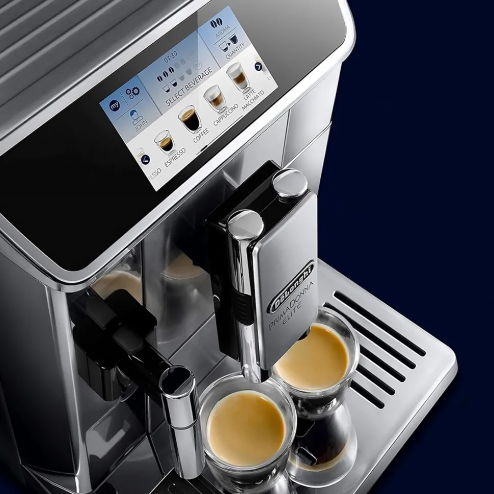 DeLonghi PrimaDonna Elite Experience ECAM650.85.MS kahviautomaatti – hopea