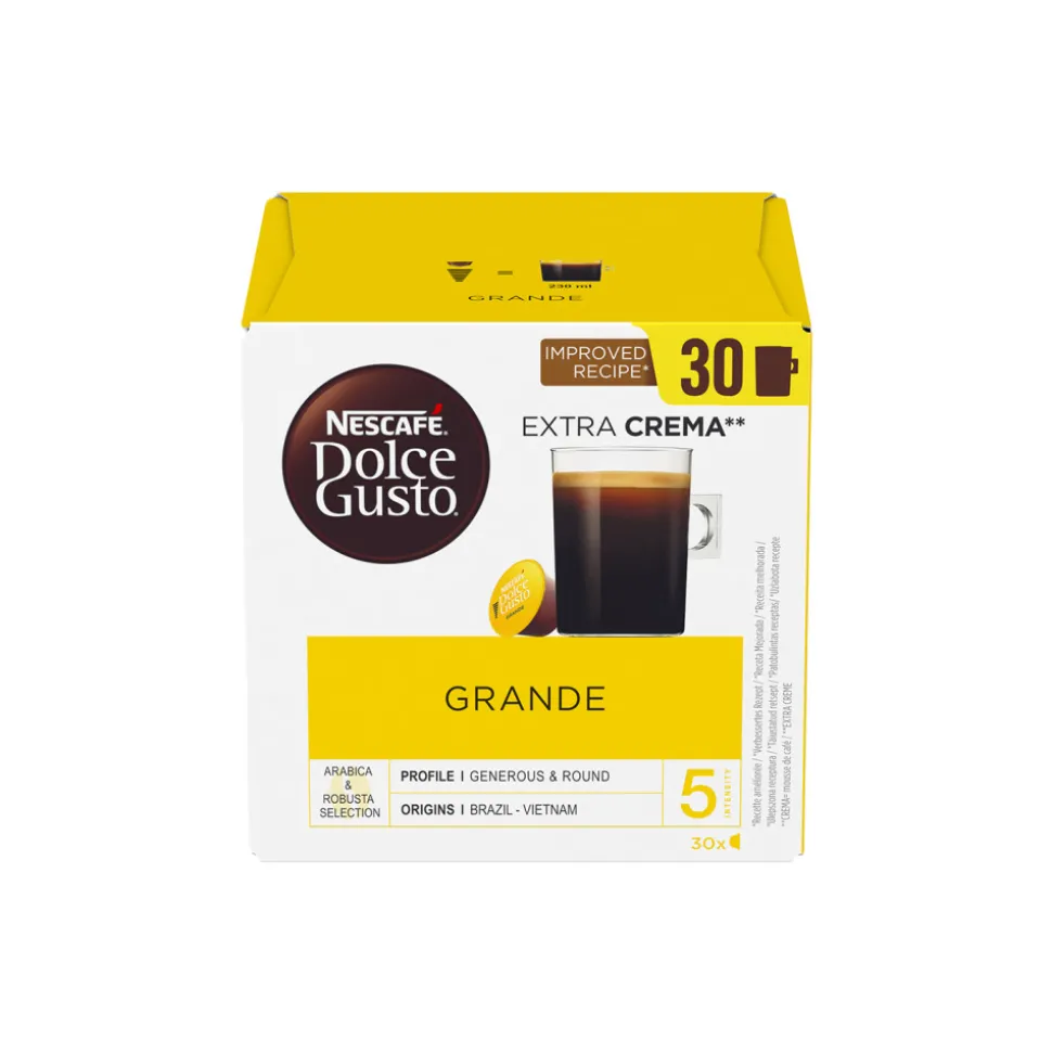 Dolce Gusto® koneisiin sopivat kahvikapselit NESCAFÉ Dolce Gusto Grande Extra Crema, 30 kpl.