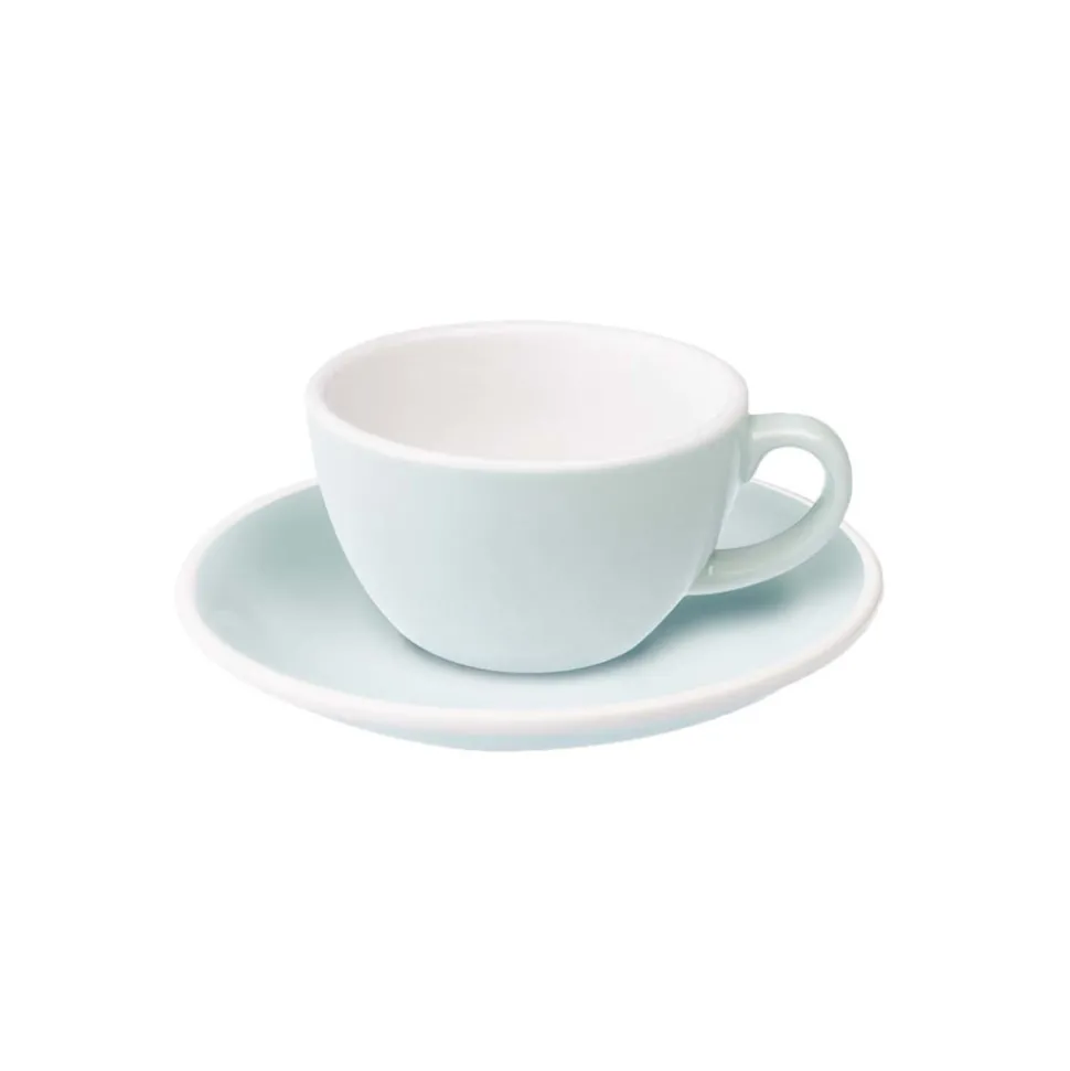 Flat White kuppi ja lautanen Loveramics Egg River Blue, 150 ml