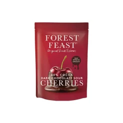 Forest Feast tummalla suklaalla kuorrutetut hapankirsikat, 120 g