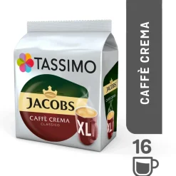 Kahvikapselit Tassimo Caffè Crema Classico XL (yhteensopiva Bosch Tassimo -kapselikeitinten kanssa), 16 kpl.