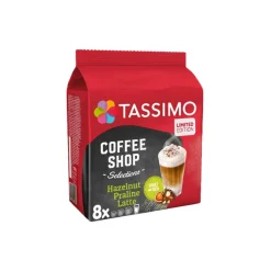 Kahvikapselit Tassimo Hazelnut Praline Latte Limited Edition (yhteensopiva Bosch Tassimo -kapselikeitinten kanssa), 8+8 kpl.