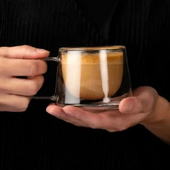 Kaksinkertainen cappuccinolasi kahvalla CHiATO, 210 ml