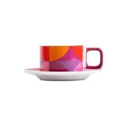 Kuppi aluslautasella Homla NAOKO Pink Orange, 200 ml