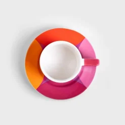 Kuppi aluslautasella Homla NAOKO Pink Orange, 200 ml