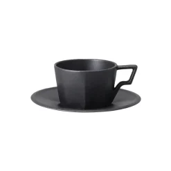 Kuppi ja aluslautanen Kinto OCT Black, 220 ml