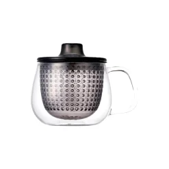 Kuppi siivilällä ja kannella Kinto UNITEA Gray, 350 ml