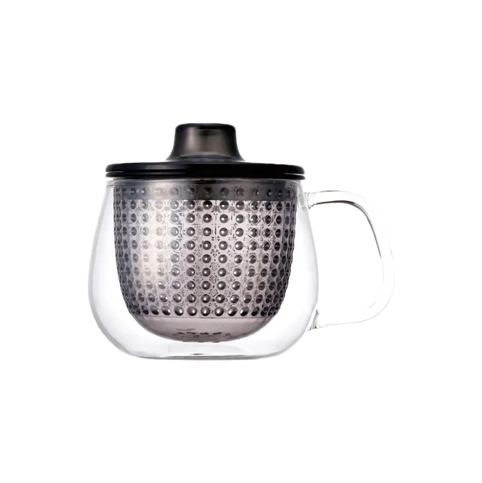 Kuppi siivilällä ja kannella Kinto UNITEA Gray, 350 ml