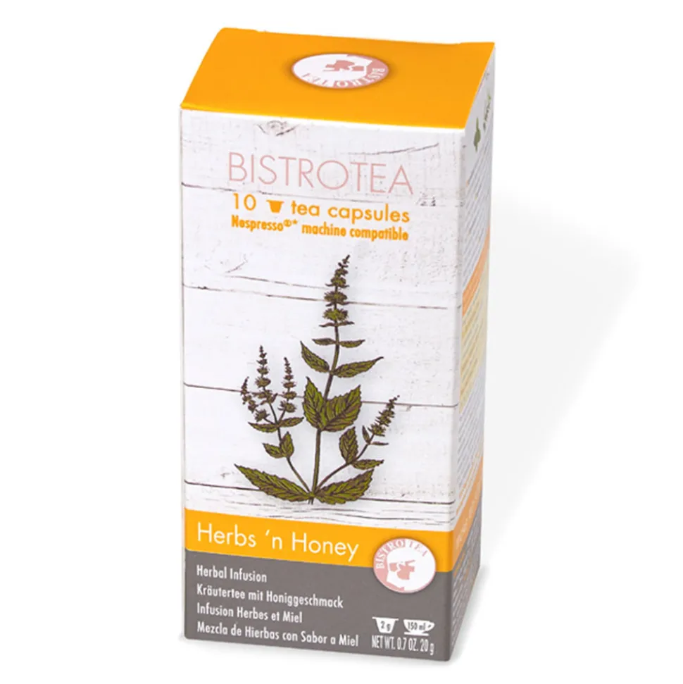 Luomuteekapselit Nespresso®-koneisiin Bistro Tea Herbs’n Honey, 10 kpl.