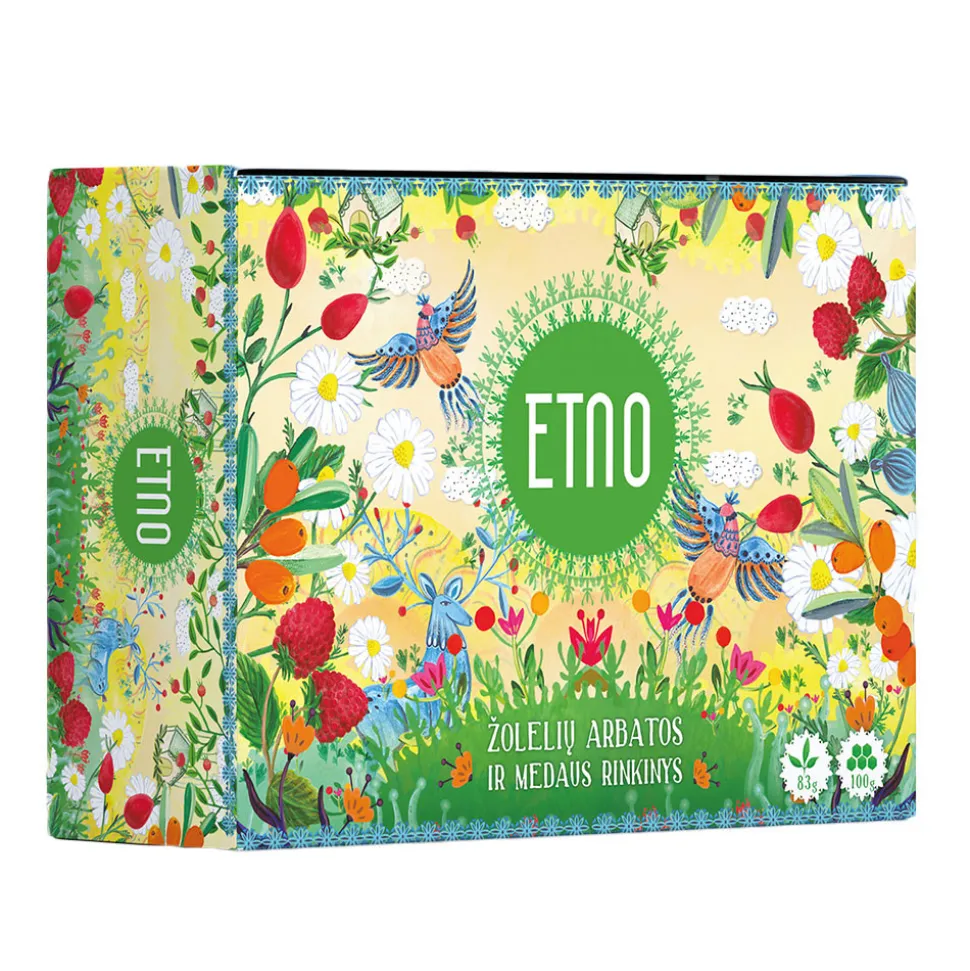 Luonnollinen yrttitee & hunaja -setti ETNO, 50 kpl. + hunaja