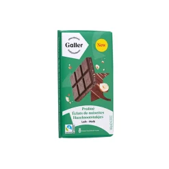 Maitosuklaalevy praliinitäytteellä ja hasselpähkinärouheella Galler Lait Praline Eclats de Noisettes, 180 g