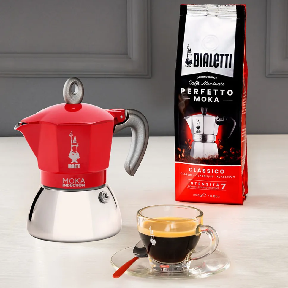 Mutteripannu Bialetti Moka Induction Red 6 cups