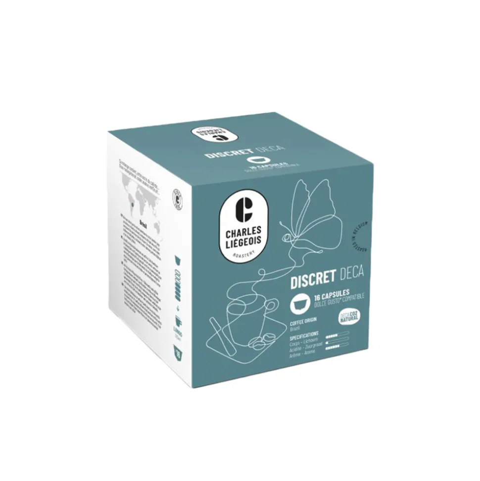 NESCAFÉ® Dolce Gusto® koneisiin sopivat kofeiinittomat kahvikapselit Charles Liégeois Discret Deca, 16 kpl.