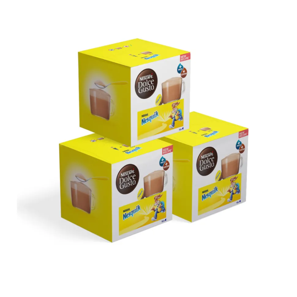 NESCAFÉ® Dolce Gusto® koneisiin sopivat kaakaokapselit Nesquik, 3 x 16 kpl.