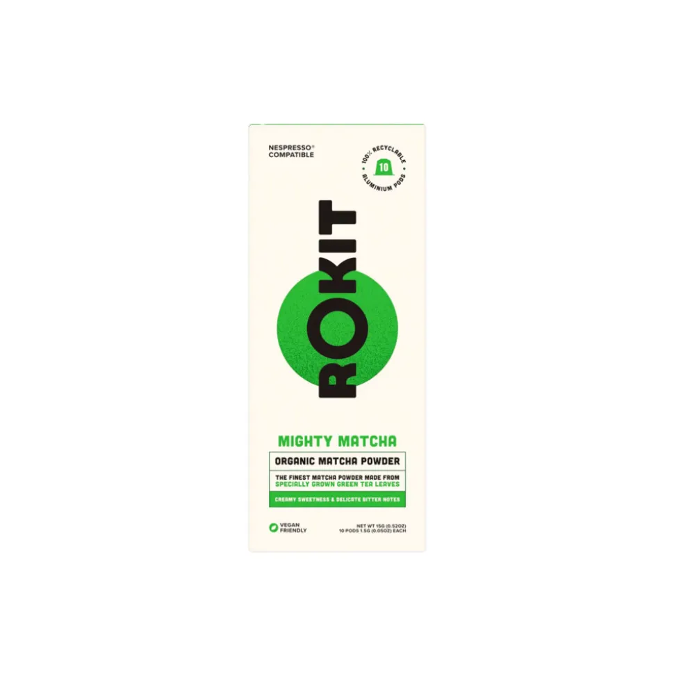 Rokit Mighty Matcha Nespresso®-koneisiin sopivat luomulaatuiset matcha-tee -kapselit, 10 kpl.