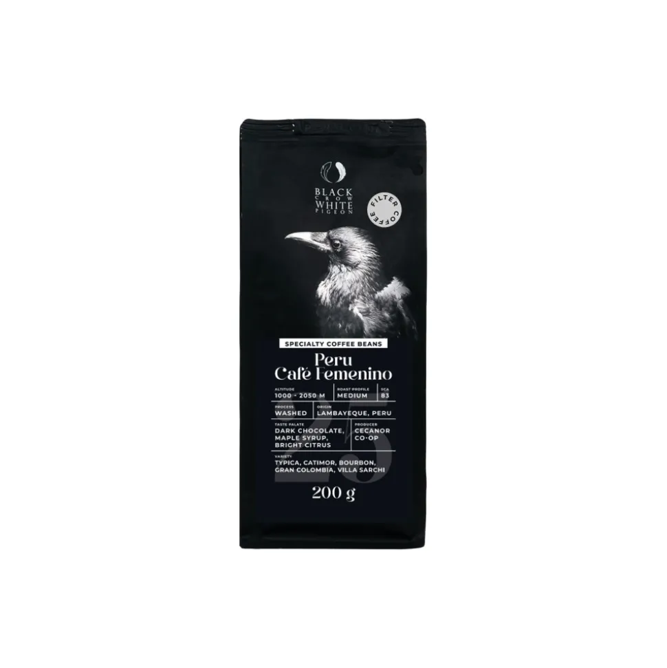 Specialty-kahvipavut Black Crow White Pigeon Peru Cafe Femenino (Filter), 200 g