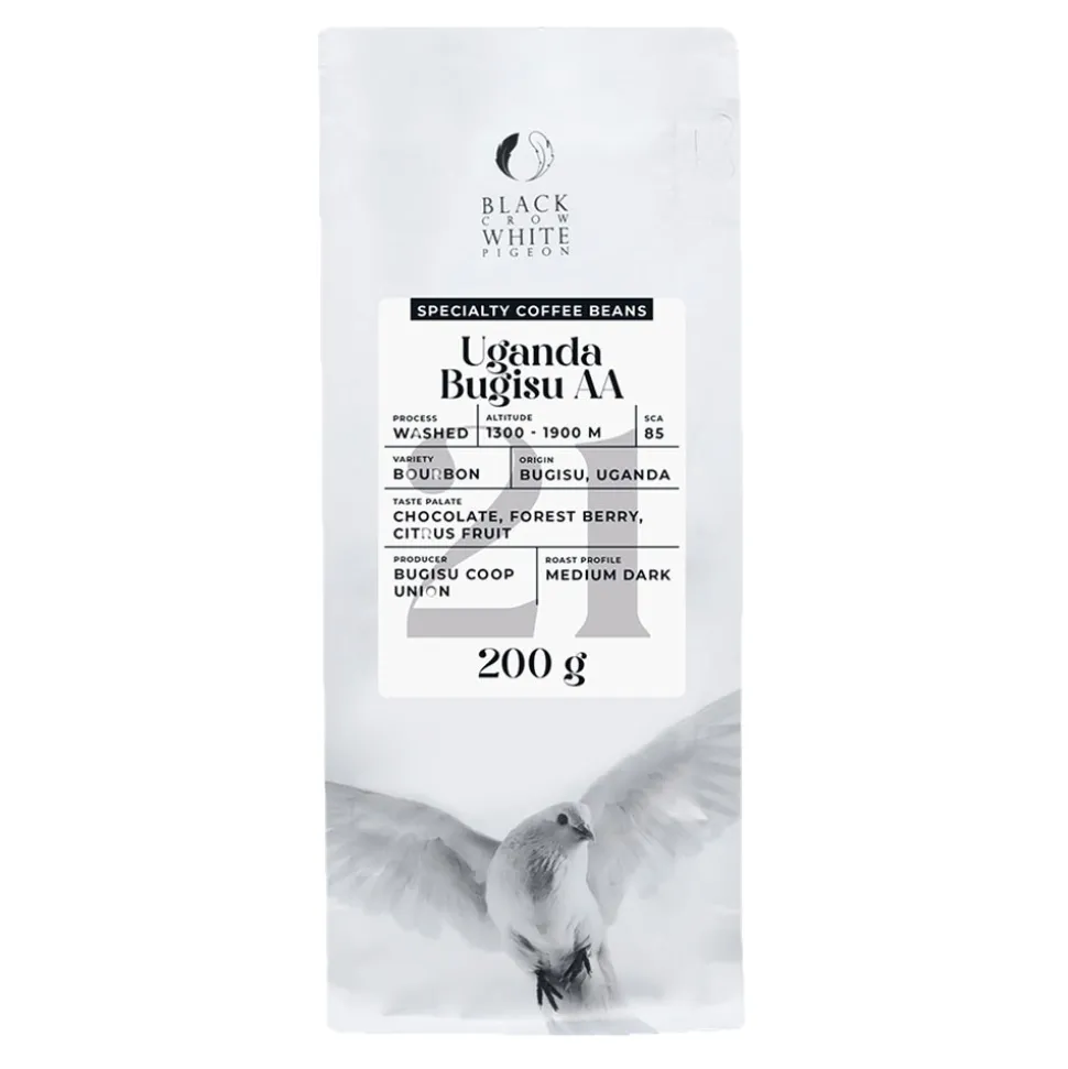 Specialty-kahvipavut Black Crow White Pigeon Uganda Bugisu AA, 200 g