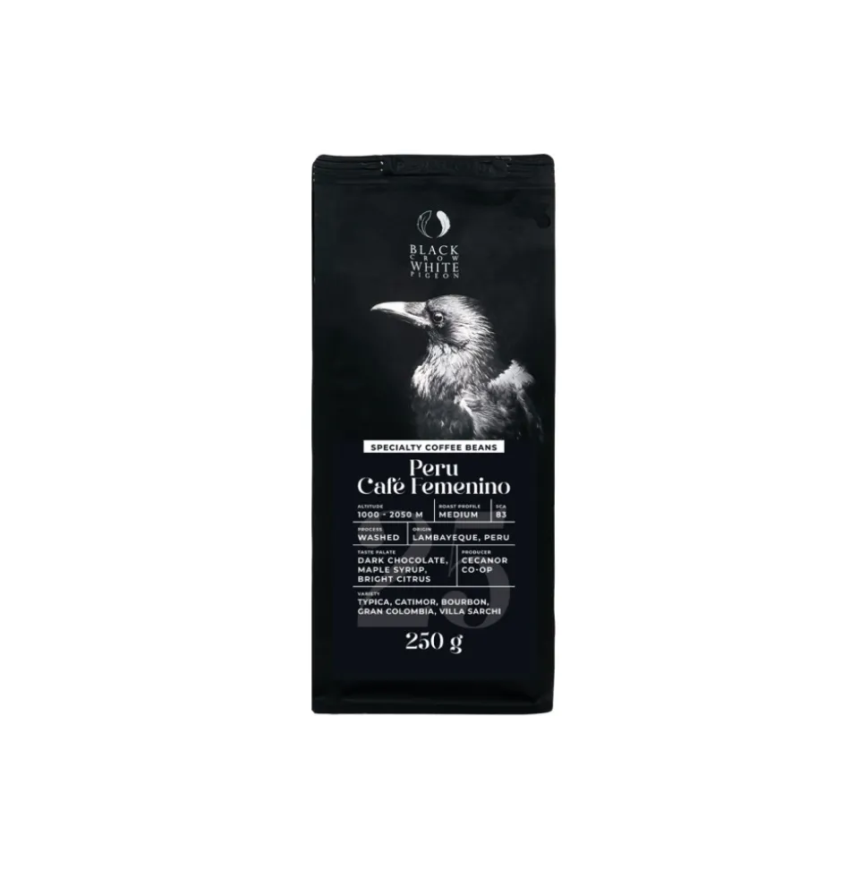 Specialty-kahvipavut Black Crow White Pigeon Peru Cafe Femenino, 250 g