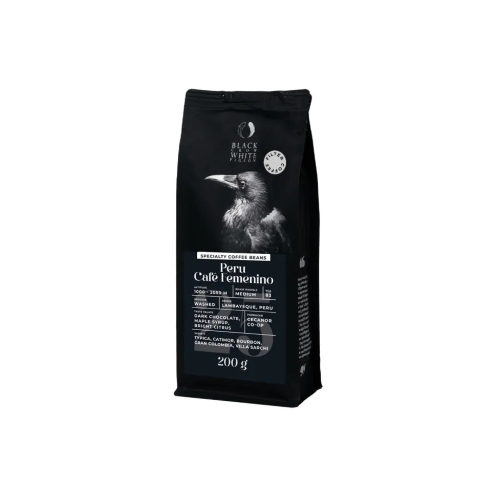 Specialty-kahvipavut Black Crow White Pigeon Peru Cafe Femenino (Filter), 200 g