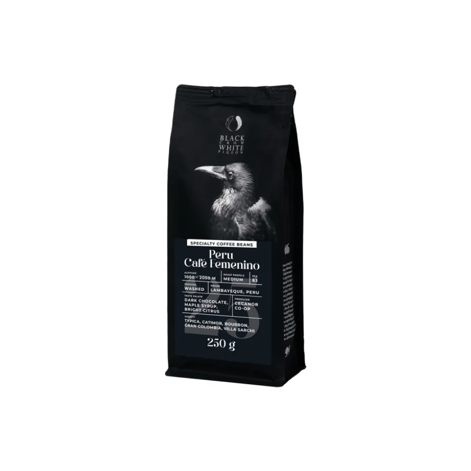 Specialty-kahvipavut Black Crow White Pigeon Peru Cafe Femenino, 250 g