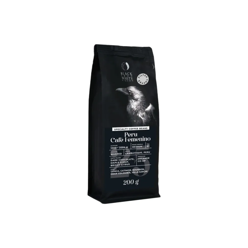 Specialty-kahvipavut Black Crow White Pigeon Peru Cafe Femenino (Filter), 200 g