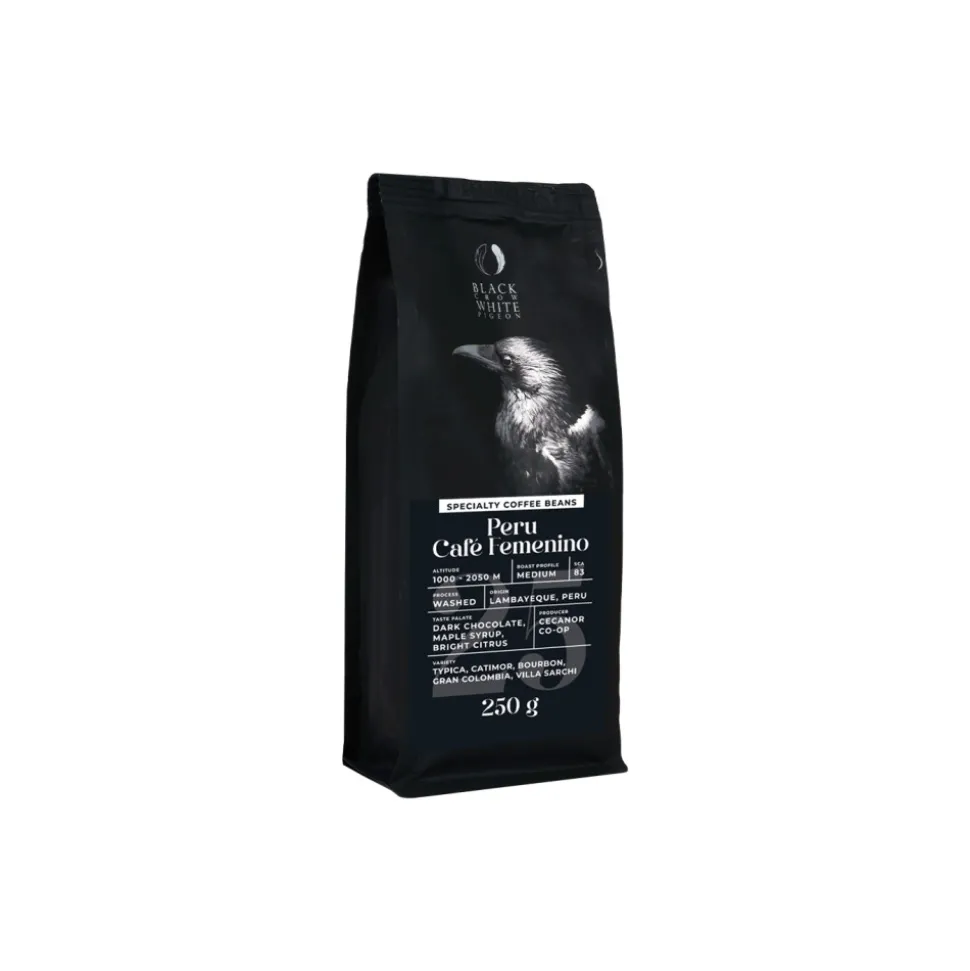 Specialty-kahvipavut Black Crow White Pigeon Peru Cafe Femenino, 250 g