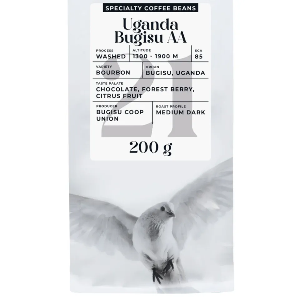 Specialty-kahvipavut Black Crow White Pigeon Uganda Bugisu AA, 200 g