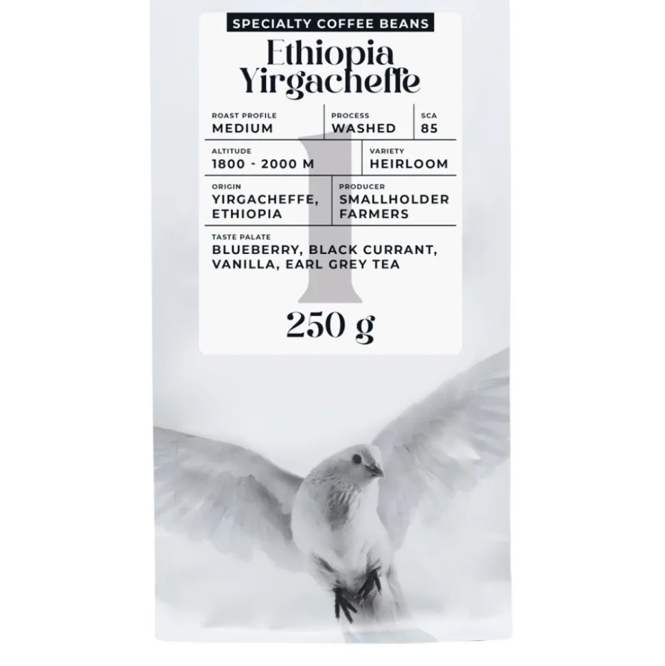 Specialty-kahvipavut Black Crow White Pigeon Ethiopia Yirgacheffe, 250 g