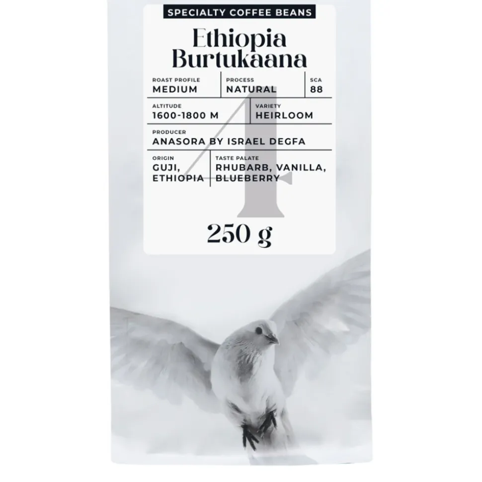 Specialty-kahvipavut Black Crow White Pigeon Ethiopia Burtukaana, 250 g
