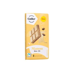 Valkosuklaalevy kahvinmakuisella täytteellä ja paahdetuilla pähkinöillä Galler Blanc Manon, 180 g